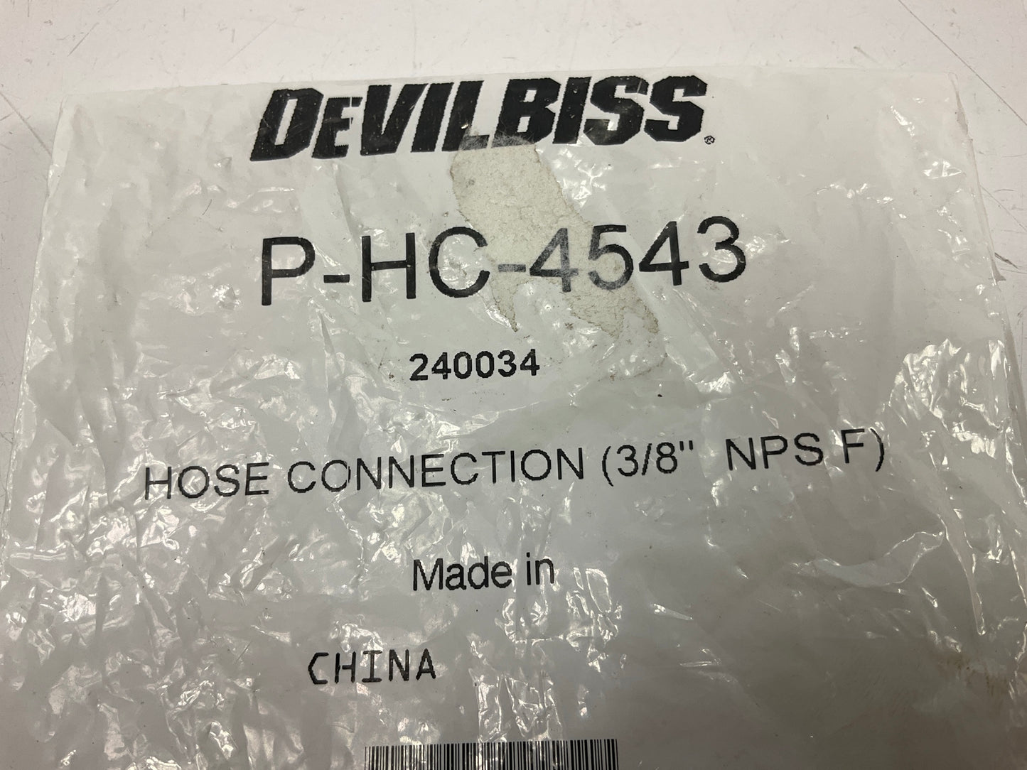 DEVILBISS P-HC-4543 240034 Hose Connection 3/8'' NPS Female Reusable Connector