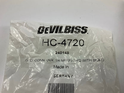 DEVILBISS 240148 HC-4720 Spray Gun Quick Disconnect Coupler, 1/4 In, FNPT, Steel