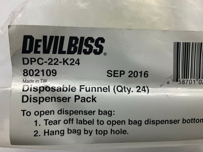 DeVilbiss 802109 / DPC-22-K24 DeKups Disposable Funnel, (Pack Of 24)