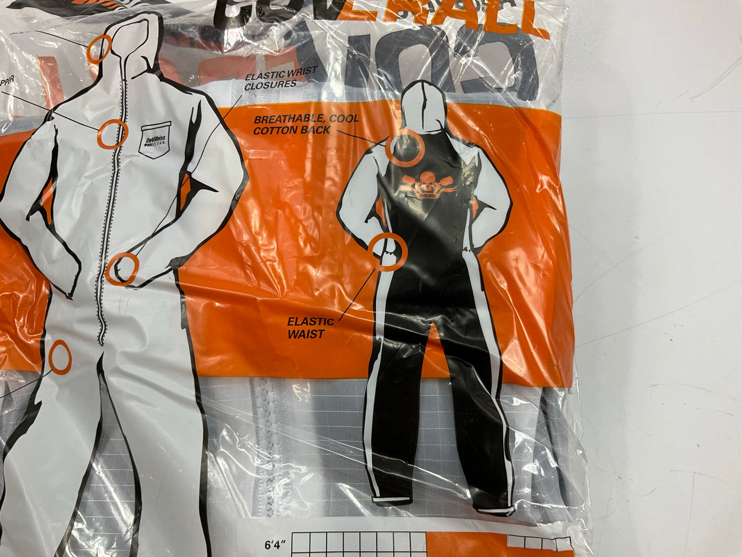 (5) DeVILBISS 803597 Spray Suit Washable Coverall For Spray Paint US Large Size