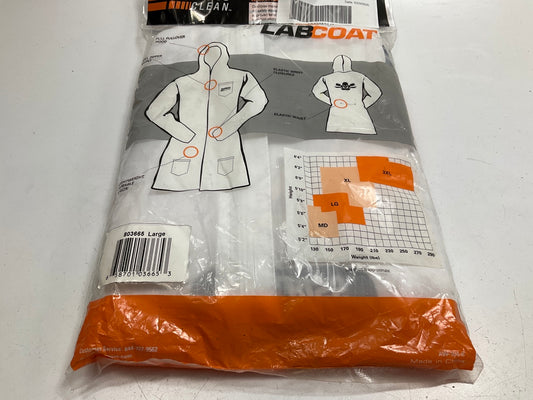DeVilbiss CLEAN 803665 Hooded White Nylon Lab Coat W/ Elastic Waist (Large)