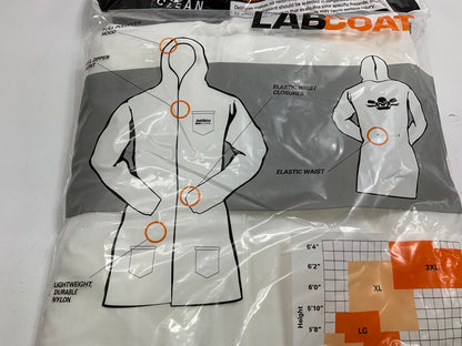 DeVilbiss CLEAN 803667 Hooded White Nylon Lab Coat W/ Elastic Waist (3X-Large)