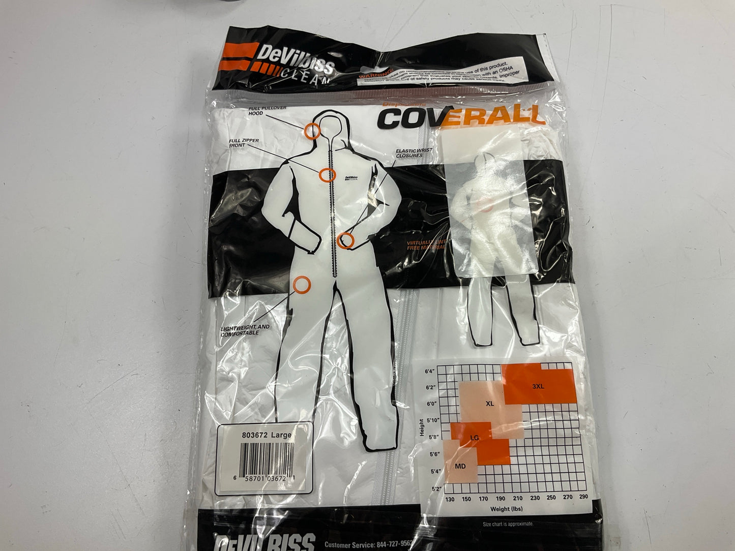 Devilbiss 803672 Large Devilbiss Clean Disposable Coveralls