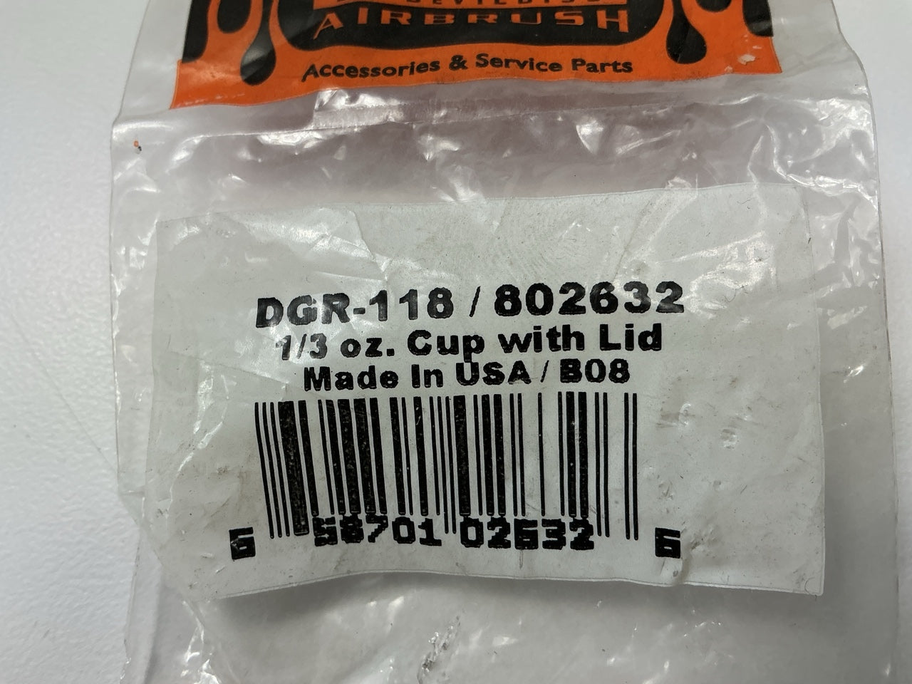 DeVilbiss DGR118 1/3 Oz Gravity Feed Cup And Lid, 9 Cc, For DGR-501G-35 Airbrush