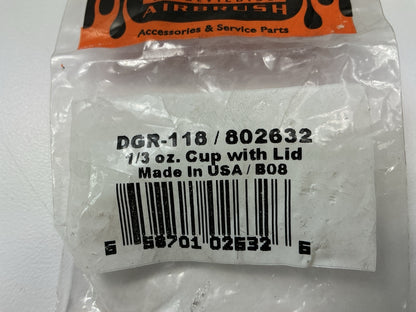 DeVilbiss DGR118 1/3 Oz Gravity Feed Cup And Lid, 9 Cc, For DGR-501G-35 Airbrush