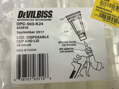 DeVilbiss DPC-503-K24 Disposable Cup & Lid 3 Oz For All DeKups Adapters (24 Ct)