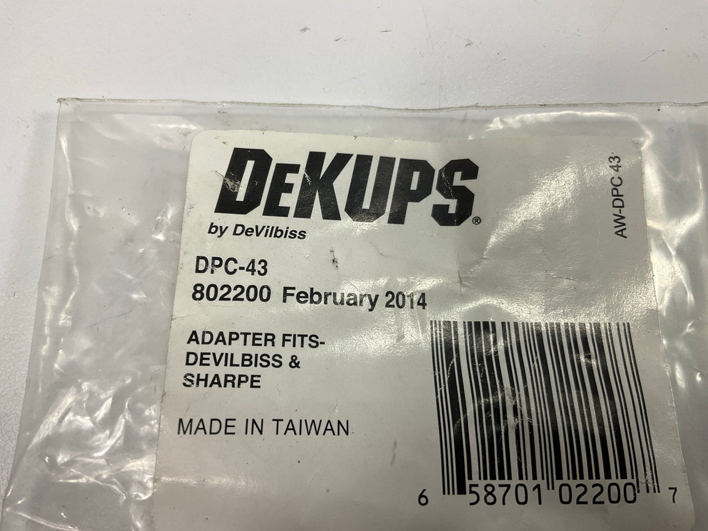 DeVilbiss DPC43 DeKups Disposable Cup Adapter For Sharpe & Devilbiss