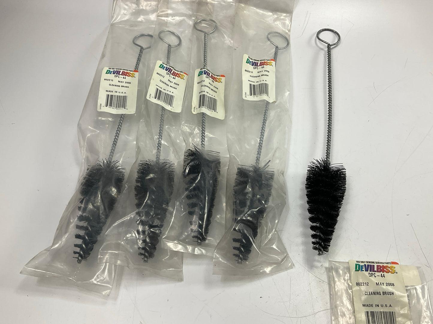 (5) Pack - Devilbiss DPC44 Paint Cup Cleaning Brush, Nylon, Short Handle