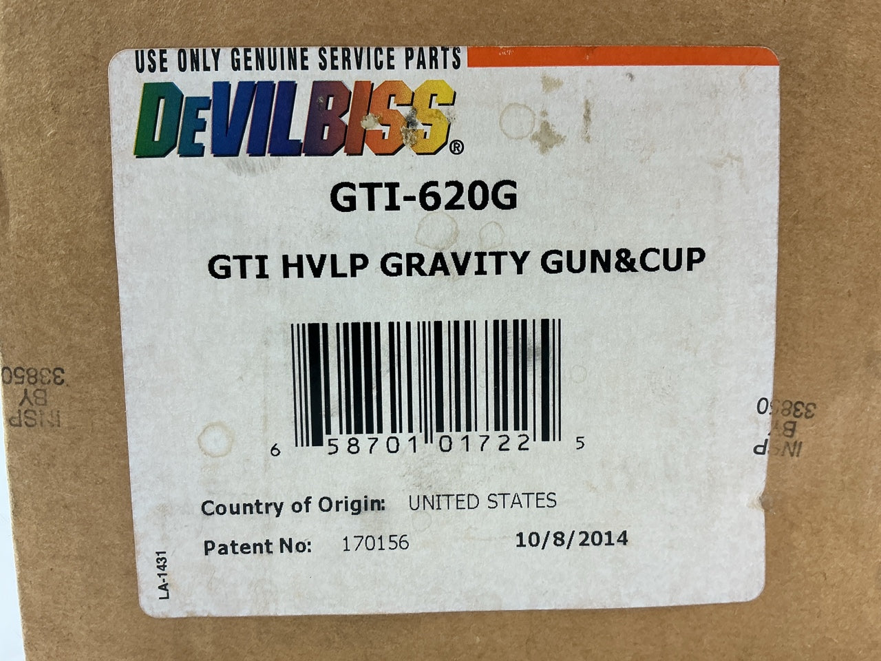Devilbiss GTI-620G GTi Millennium HVLP Gravity Feed Paint Spray Gun (W/ 3 Tips)