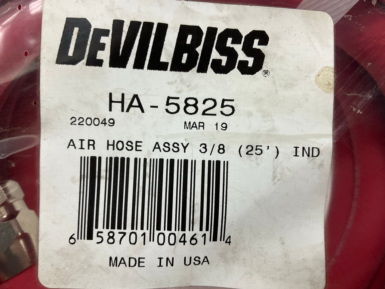 Devilbiss HA-5825 Spray & Air Tool Air Hose Assembly 3/8'' (25 Feet)