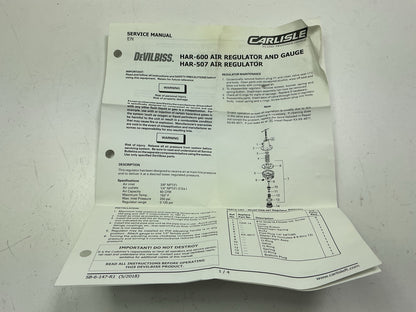 Devilbiss HAR507B HAR-507 Air Regulator With Gauge, Precise Air Pressure Control