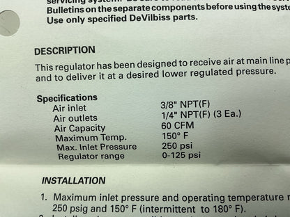 Devilbiss HAR507B HAR-507 Air Regulator With Gauge, Precise Air Pressure Control