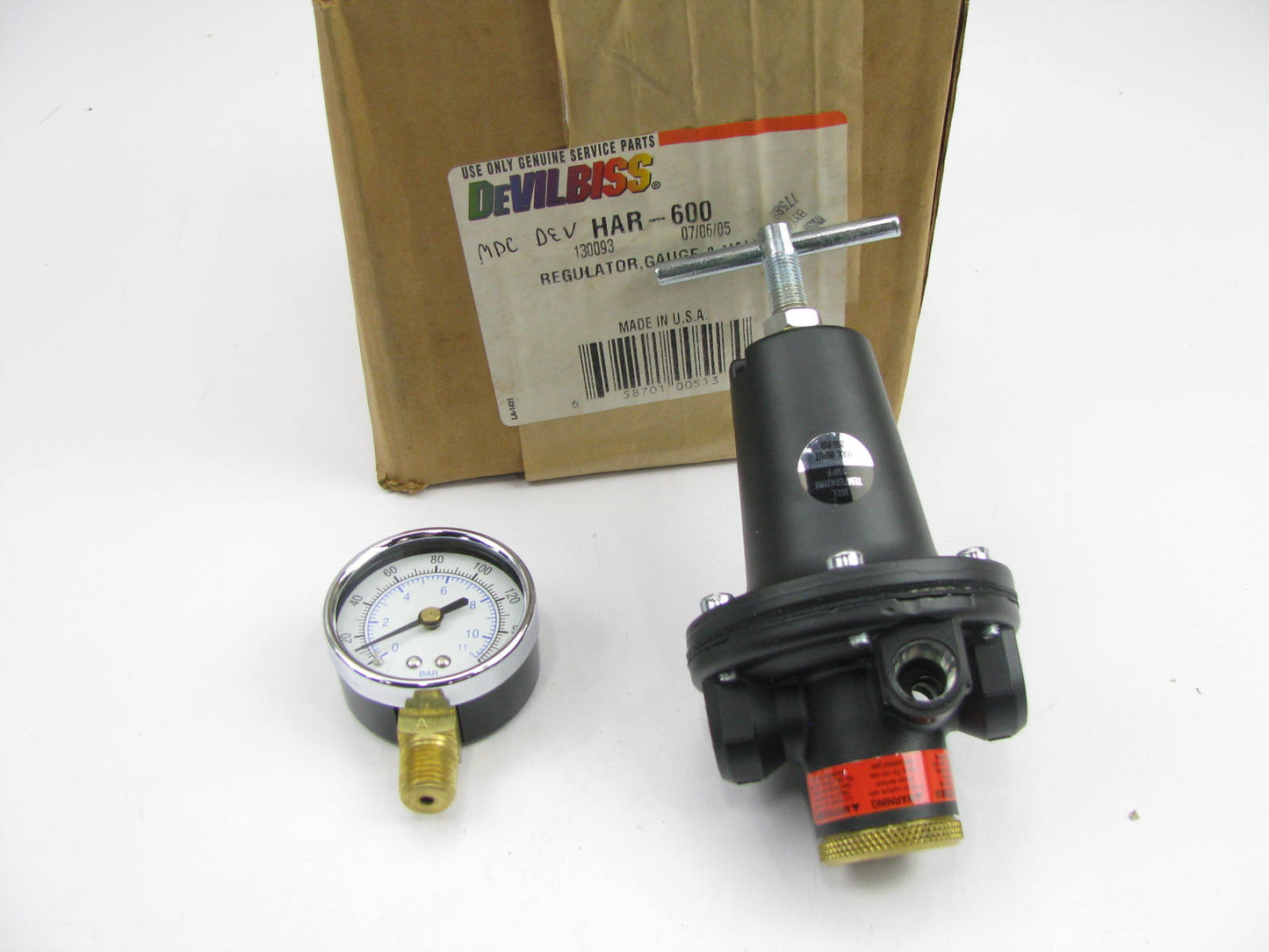 Devilbiss HAR-600 60 CFM Air Regulator Gauge And Valve 0-125 PSI, 60 CFM