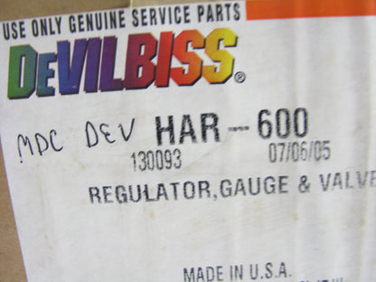 Devilbiss HAR-600 60 CFM Air Regulator Gauge And Valve 0-125 PSI, 60 CFM