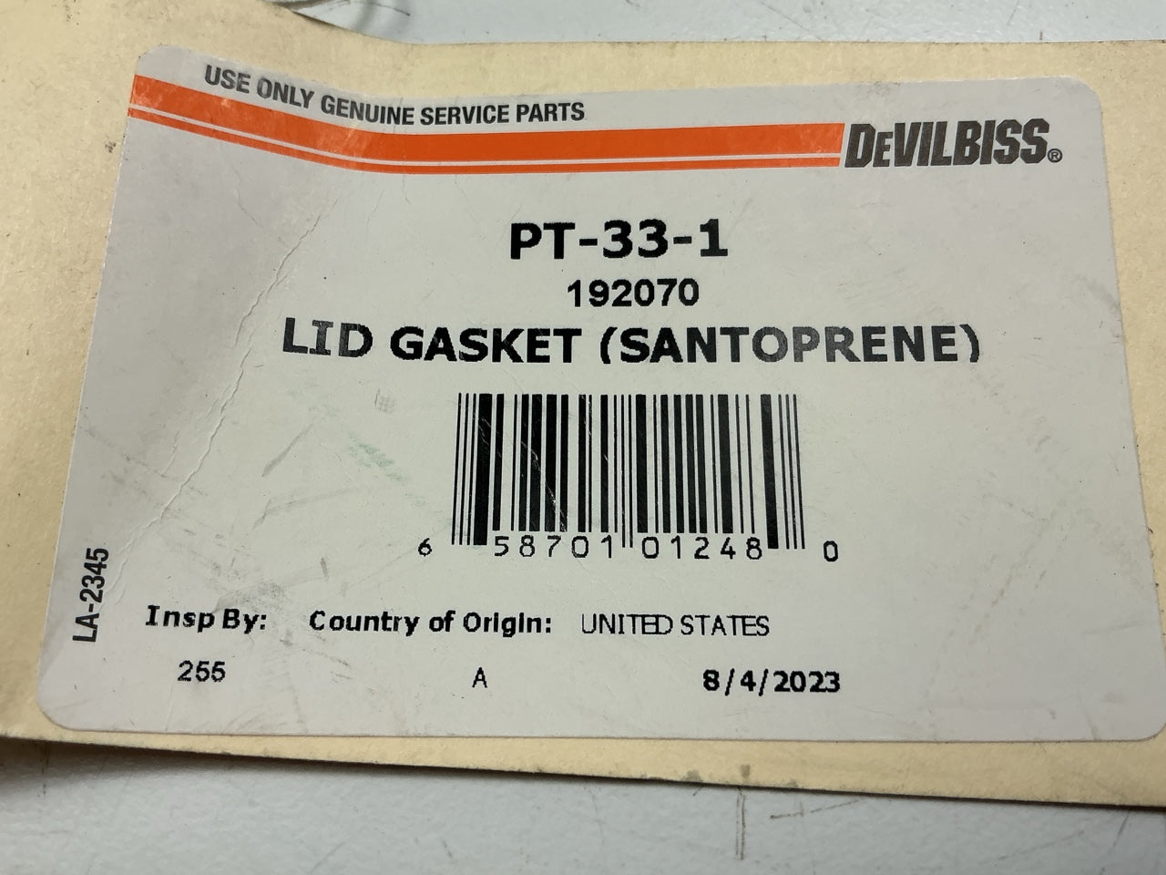 DEVILBISS PT-33-1 Replacement Gasket For Binks DeVilbiss 2.8 Gallon Pressure Pot