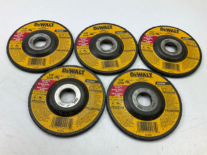 (5) Dewalt DW4541 Type 27 Depressed Center Fast Cutting Grinding Wheel, 4-1/2''