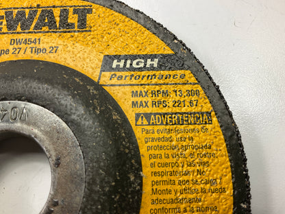 (5) Dewalt DW4541 Type 27 Depressed Center Fast Cutting Grinding Wheel, 4-1/2''