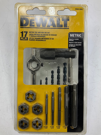 Dewalt DWA1450 17 Piece Metric Tap & Hex Die Set