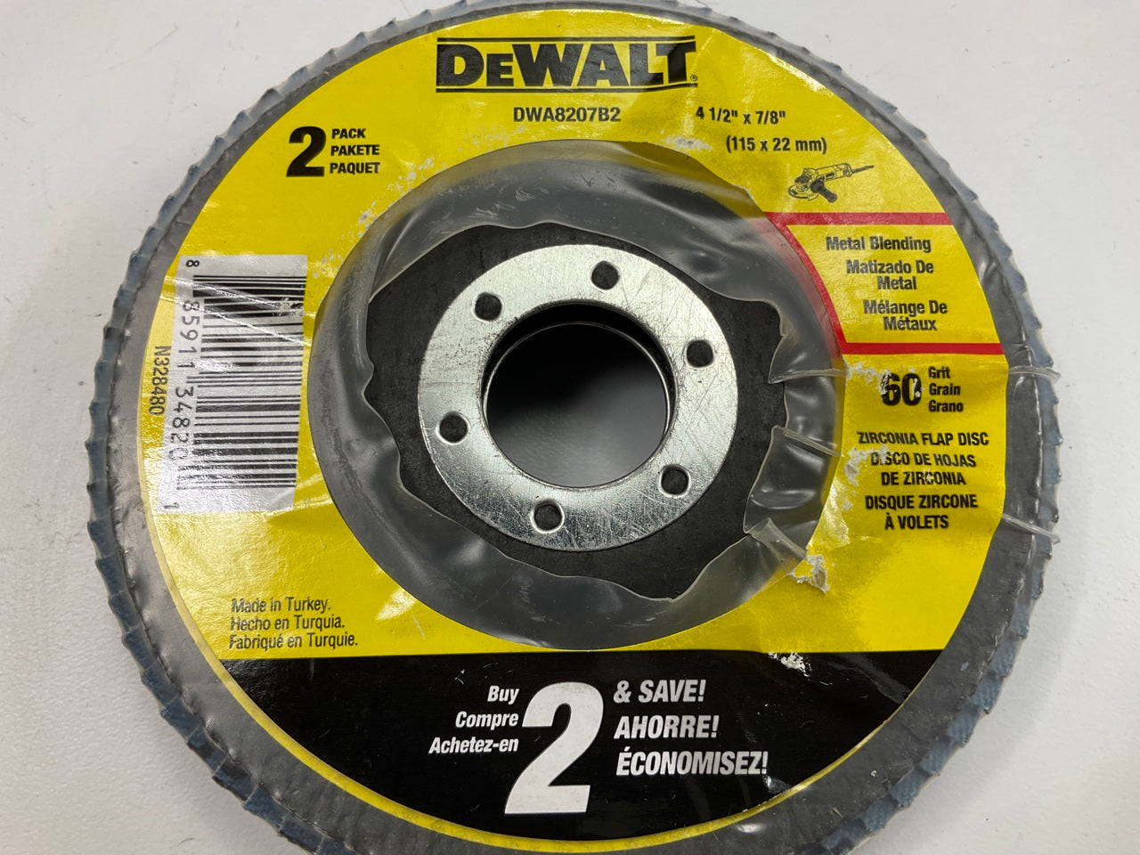 DeWalt DWA8207B2 4-1/2'' X 7/8'' 60 Grit T29 Flap Sanding Discs - PACK Of 2