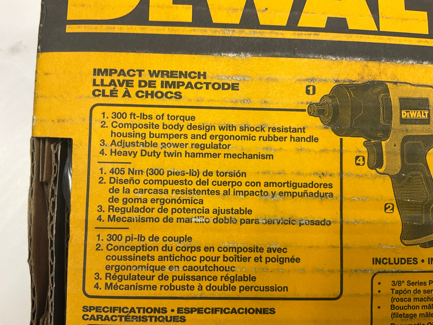 DEWALT DWMT70775 3/8'' Drive Air Impact Wrench,  Twin Hammer, 300 Ft-lbs Max