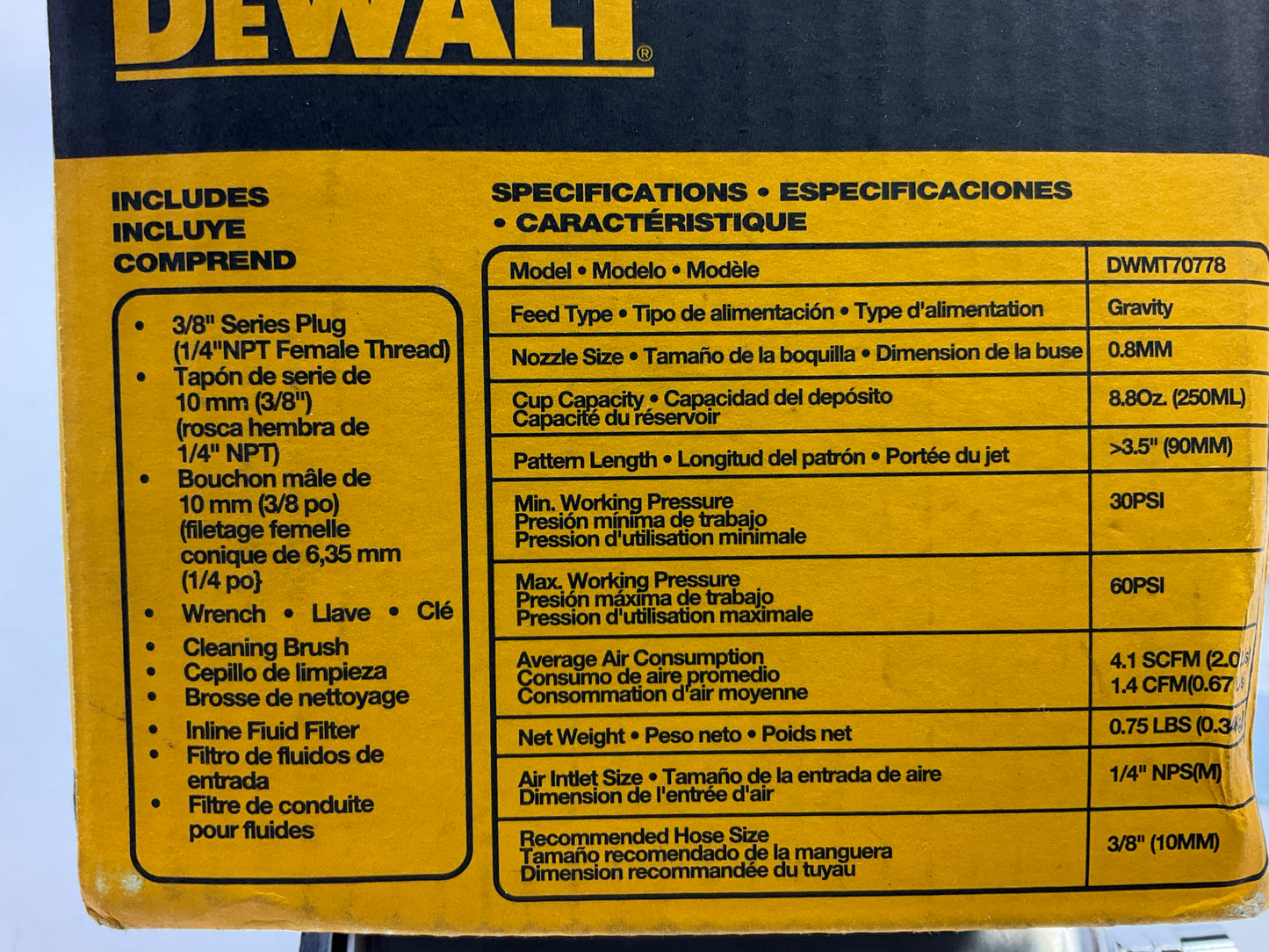 COSMETIC DAMAGE - DEWALT DWMT70778 Gravity Feed Touch-Up Paint Spray Gun
