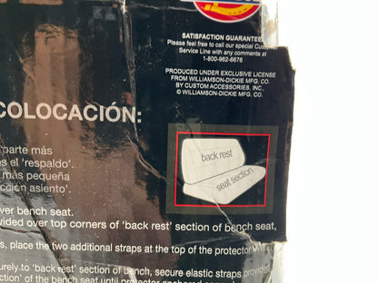 OPEN BOX, Dickies Heavy Duty Rear Bench Pet Seat Protector Black Water Resistant