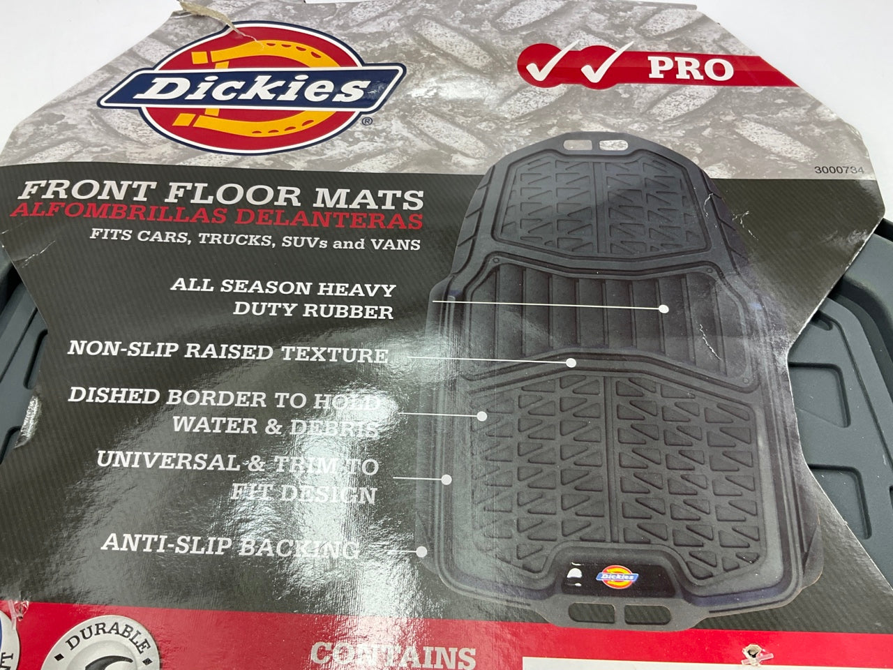 Dickies 3000734 Grey Brigade Universal Rubber Floor Mats, 30''x19'', 2-Piece