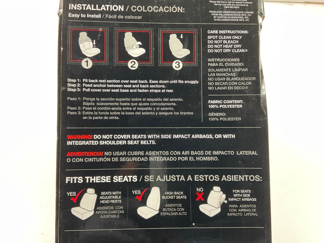 (2) Dickies 3001109 Heavy Duty Water Resistant Seat Protector Covers - Black