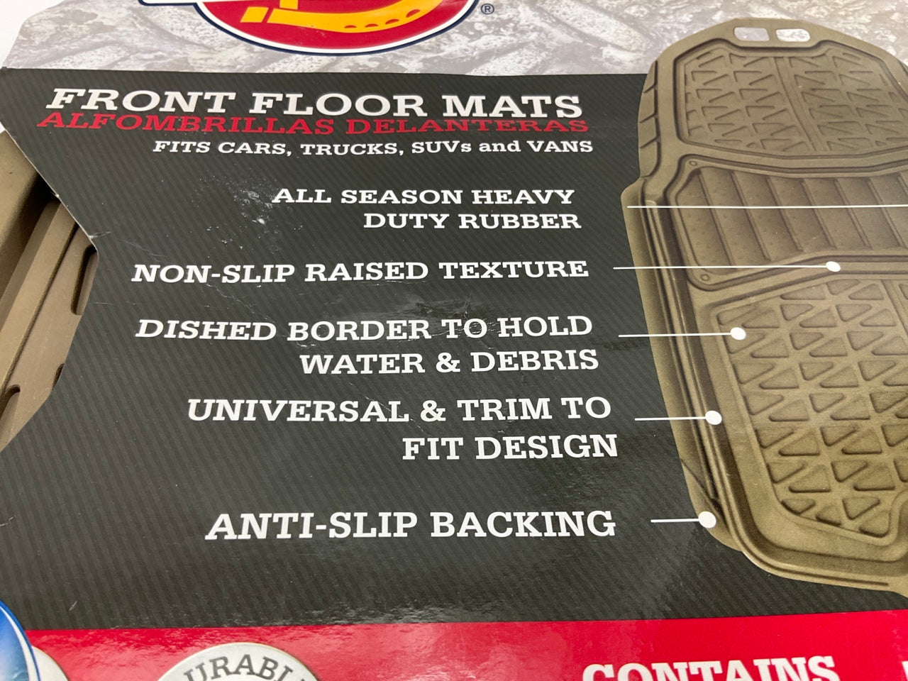 Dickies 3001372 Universal TAN Rubber Floor Mats, 2-Piece Set, 30''x19''