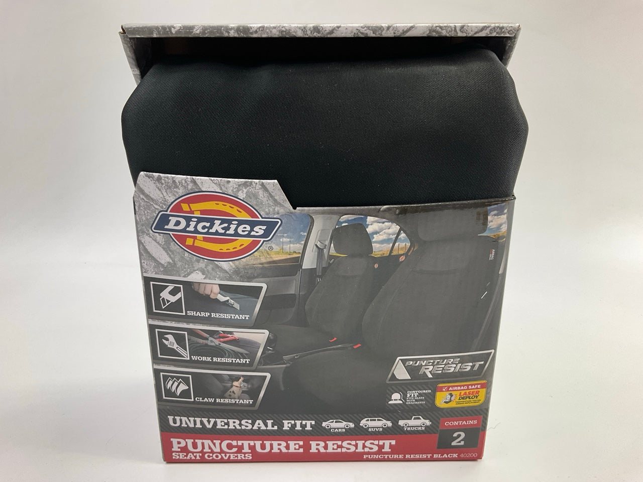 Dickies 40200 2-Piece Low-Back Puncture Resist Black Seat Covers, PAIR