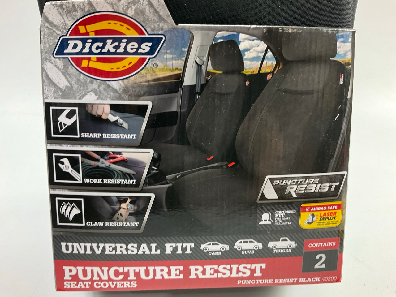 Dickies 40200 2-Piece Low-Back Puncture Resist Black Seat Covers, PAIR
