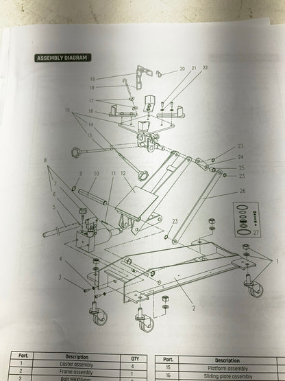 Diehard 3024DHP Automotive 1/2 Ton 1,000 Lbs Hydraulic Transmission Jack