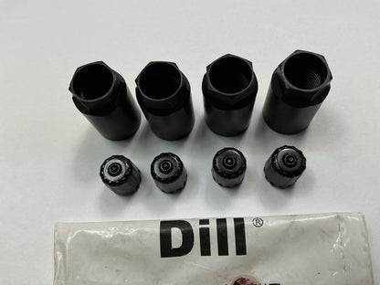 (4) Dill 733K Black TPMS Accessory Kit: Hex Nut And Valve Cap Only