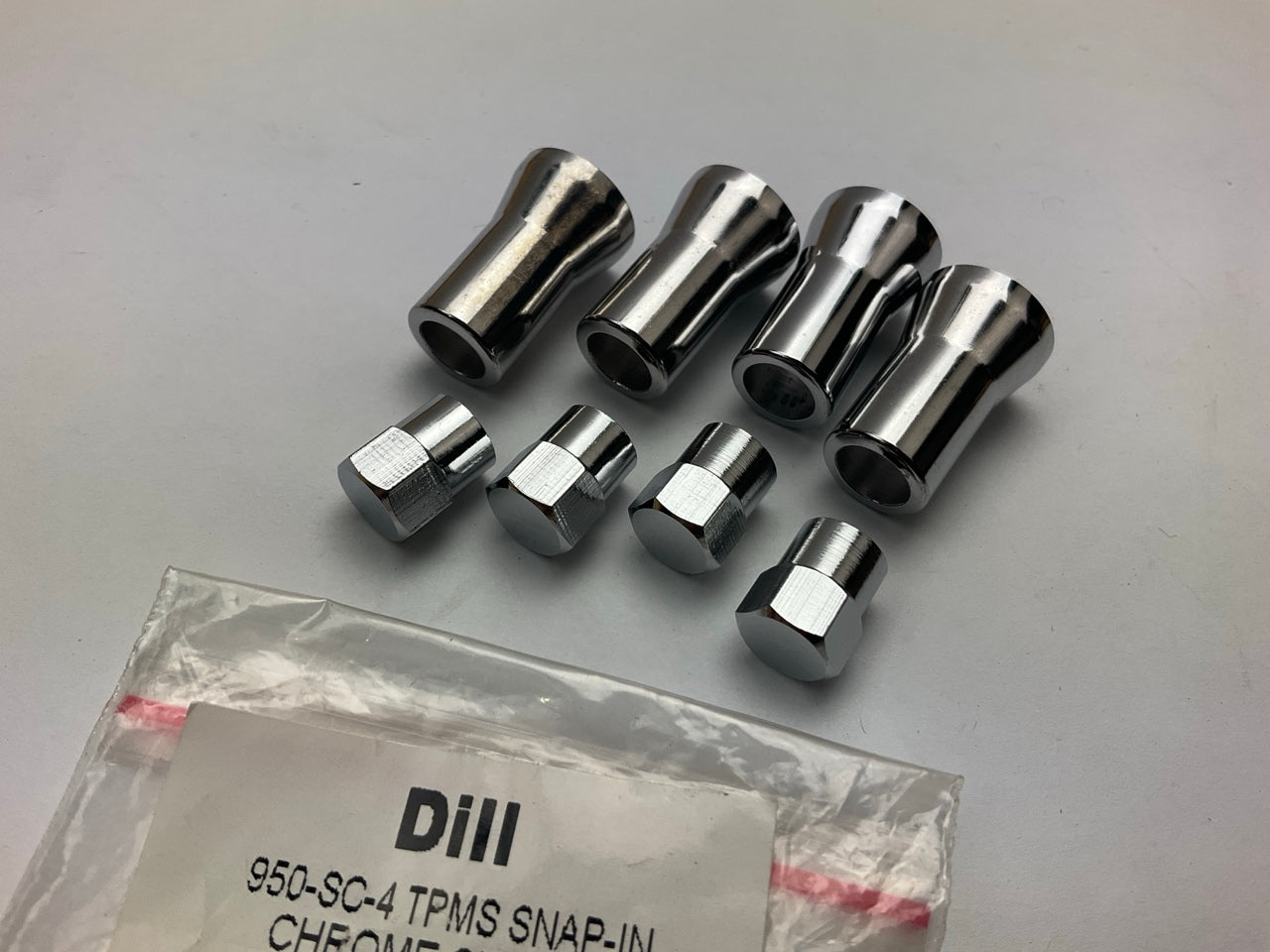 Dill 950-SC-4 TPMS Tire Valve Stem Chrome Sleeve & Cap, Set Of 4