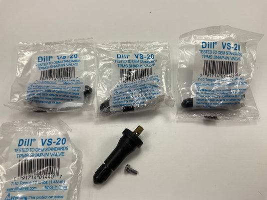 (4) Dill VS20 TPMS Sensors Tire Pressure Monitoring System Snap-in Valve Stems