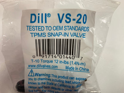 (4) Dill VS20 TPMS Sensors Tire Pressure Monitoring System Snap-in Valve Stems
