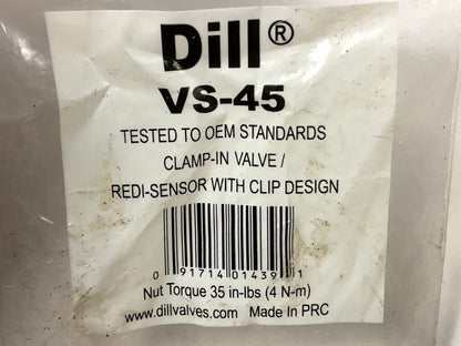 (4) Dill VS45 TPMS Redi-Sensor W/ Chrome Clamp-in Valve Stems W/ Caps