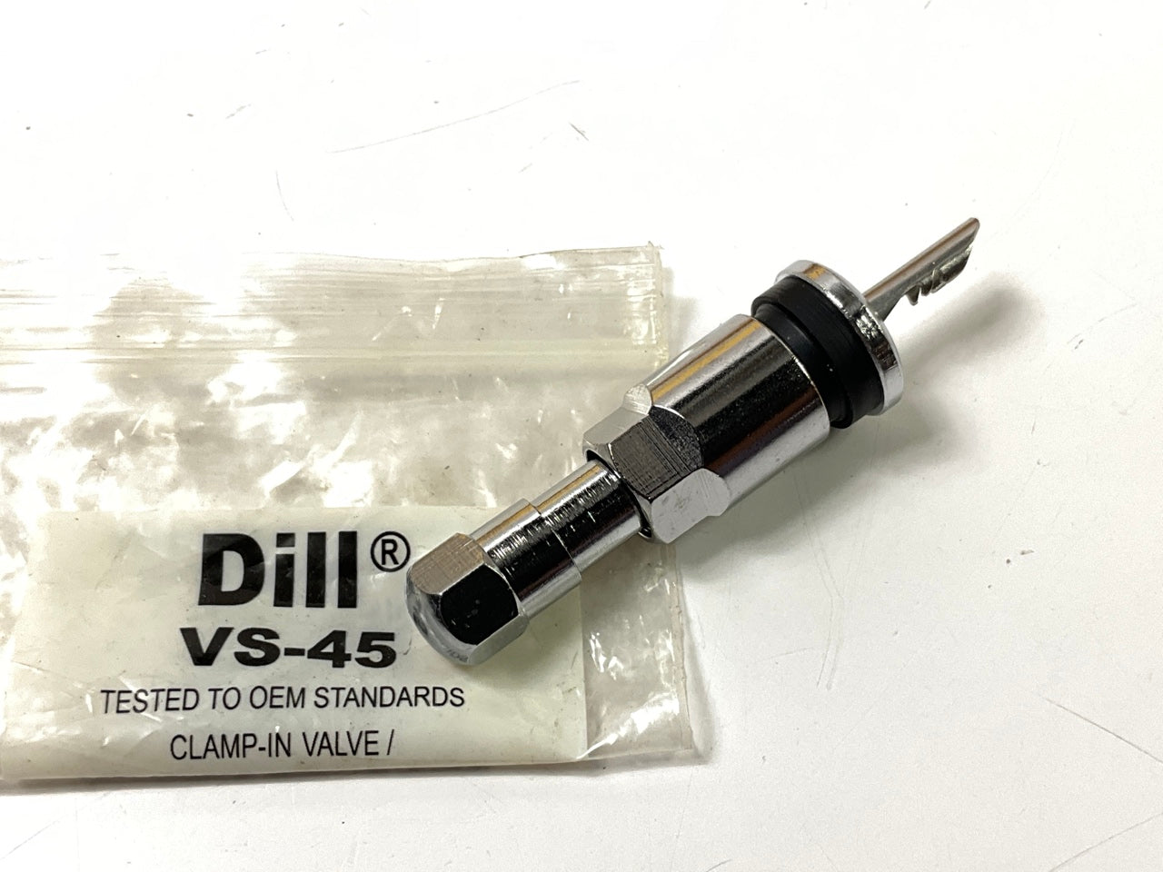 Dill VS45 TPMS Redi-Sensor W/ Chrome Clamp-in Valve Stems W/ Caps