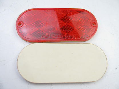 (x8) Vintage Dominion 61-6021 Two-screw Oval Red Reflectors