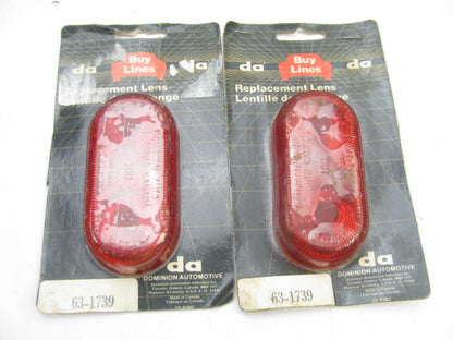 (2) Vintage Dominion 63-1739 Red Oval Side Marker Light LENS ONLY