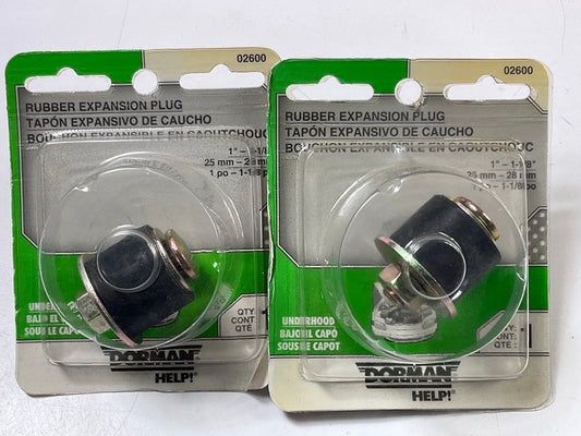 (2) DORMAN 02600 Rubber Expansion Frost Freeze Plugs 1''-1- 1/8''  (25mm To 28mm)