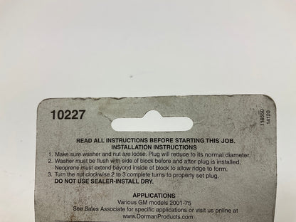 Dorman 10227 1'' Quick Seal Rubber Expansion Plug  (Size Range 1'' - 1-1/8'')