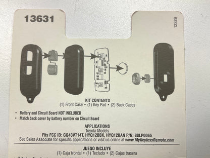 Dorman 13631 Keyless Entry Transmitter Cover, Black - COVER ONLY
