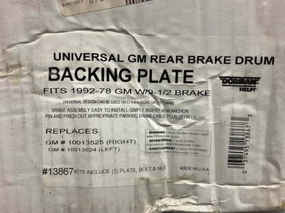 MISSING HARDWARE Dorman 13867 Brake Backing Plate