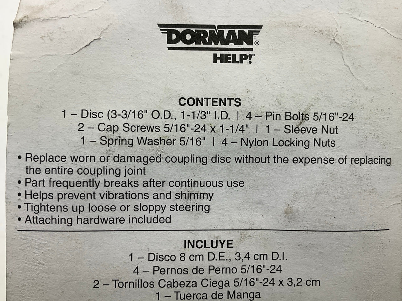 Dorman 31000 Steering Coupling Disc Kit