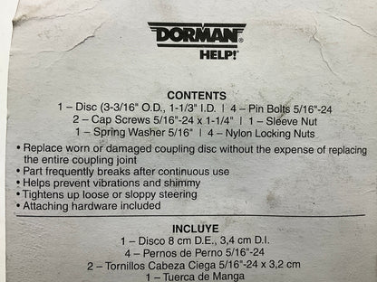 Dorman 31000 Steering Coupling Disc Kit