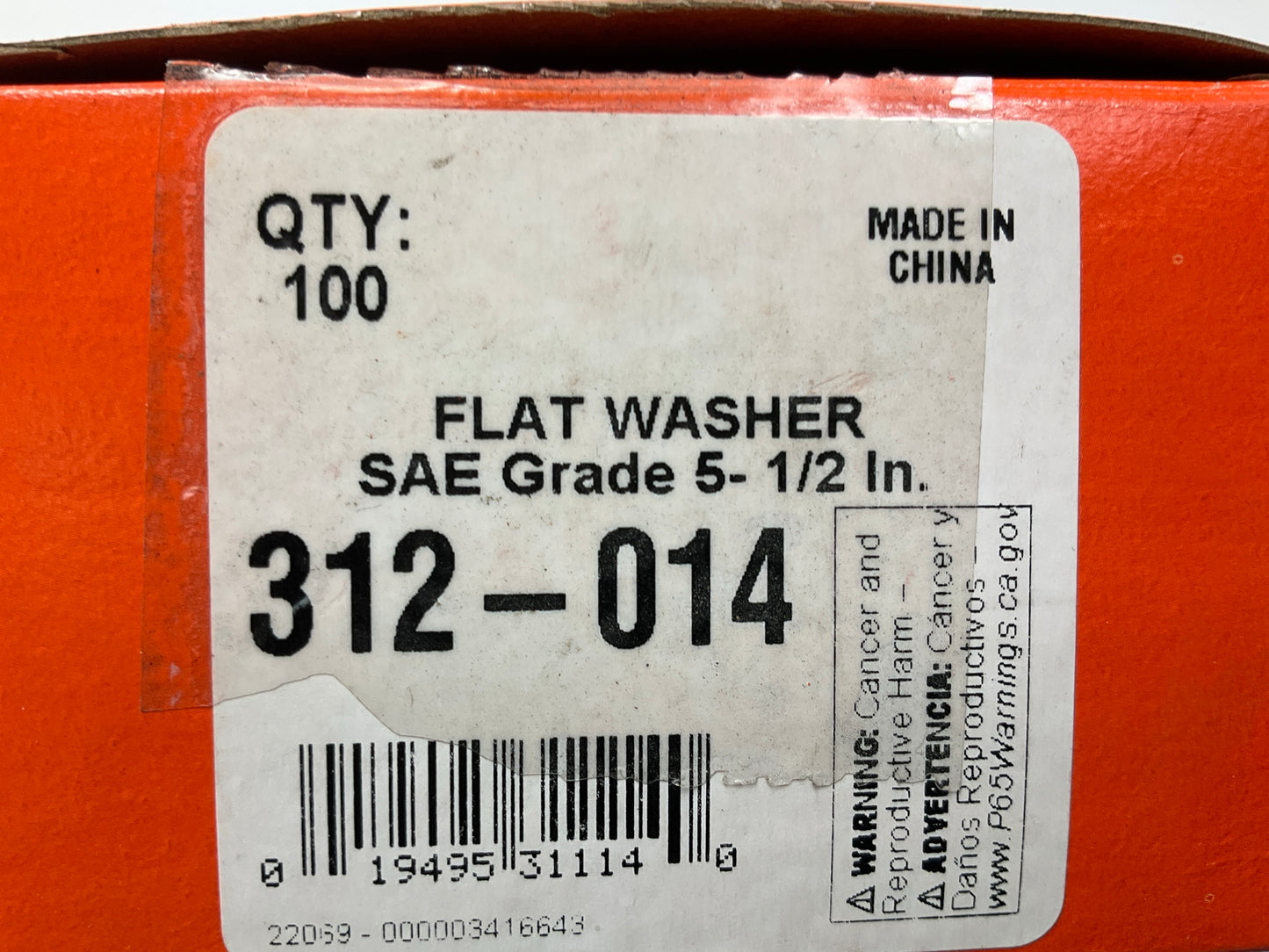 100 Pcs - Dorman 312-014 1/2'' Flat Washers, Grade 5