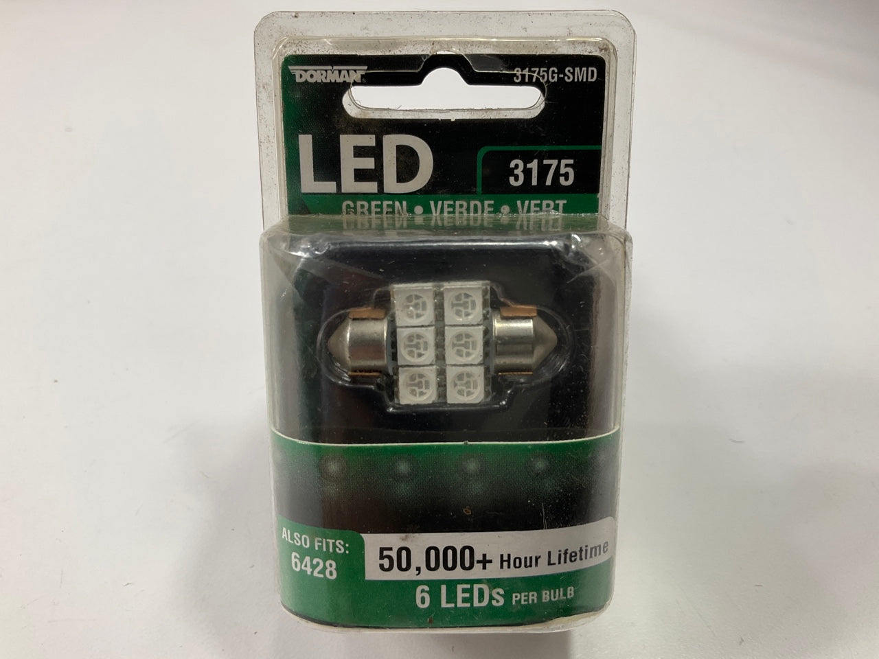 Dorman 3175G-SMD Green LED Dome Light Bulb Light 3175, 6428