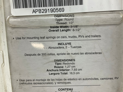 (2) Dorman 35621 Leaf Spring Round U-bolt 1/2 X 6 - 1/2 X 3 - 1/8 Round