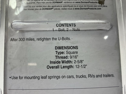 Dorman 35637 Leaf Spring U-Bolt Kit 9/16''-18 X 12-1/2'' X 2- 5/8''